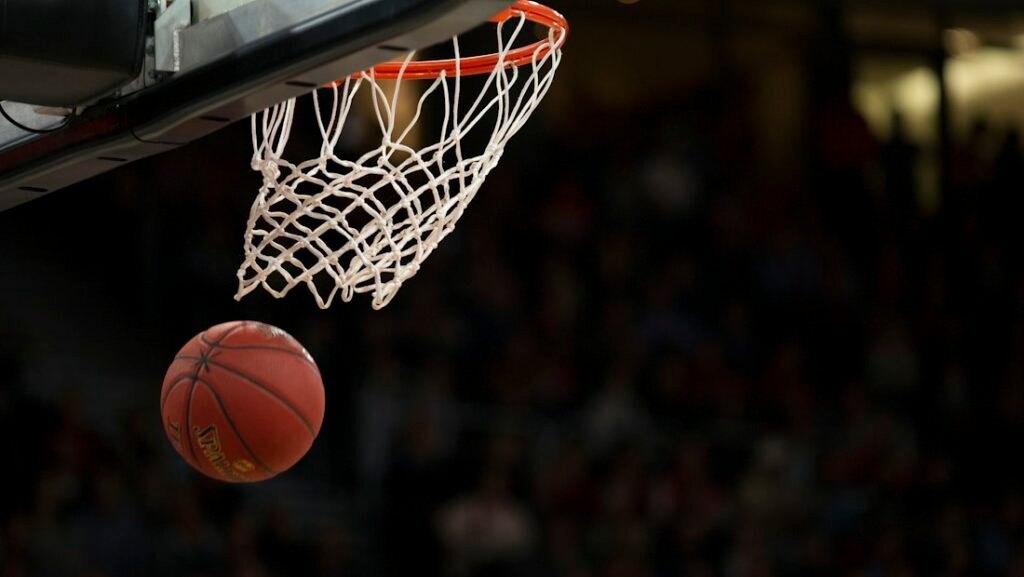 Basketkorg och boll.
