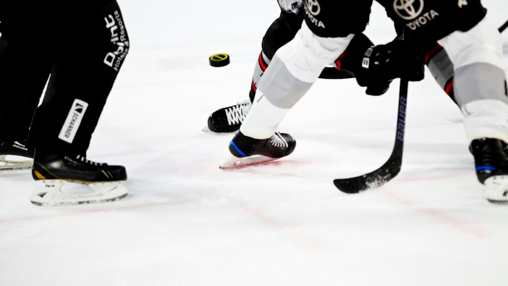 Ishockeyspelare på isen.