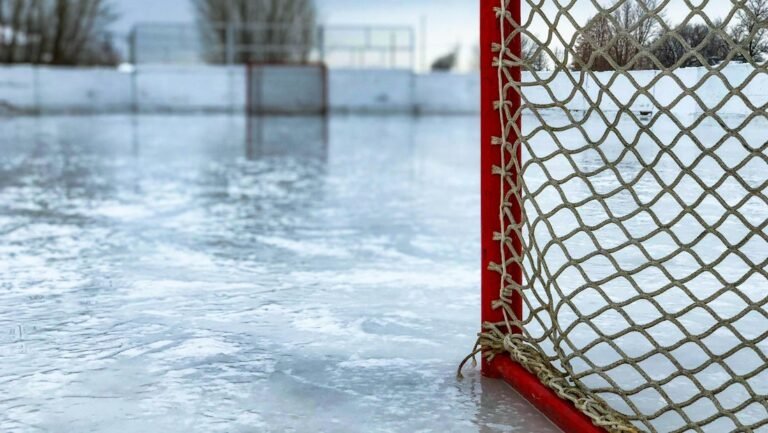Ishockeymål vid en rink.